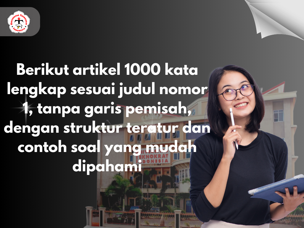Berikut artikel 1000 kata lengkap sesuai judul nomor 1, tanpa garis pemisah, dengan struktur teratur dan contoh soal yang mudah dipahami