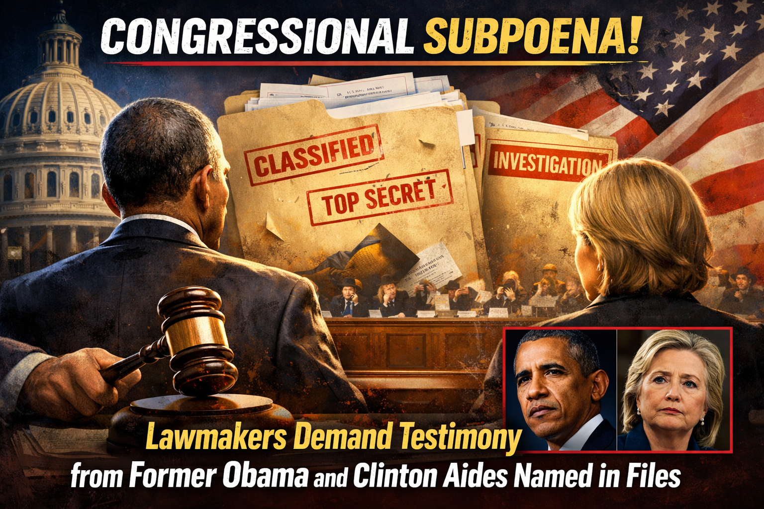 Congressional Subpoena: Lawmakers Demand Testimony from Former Obama and Clinton Aides Named in Files