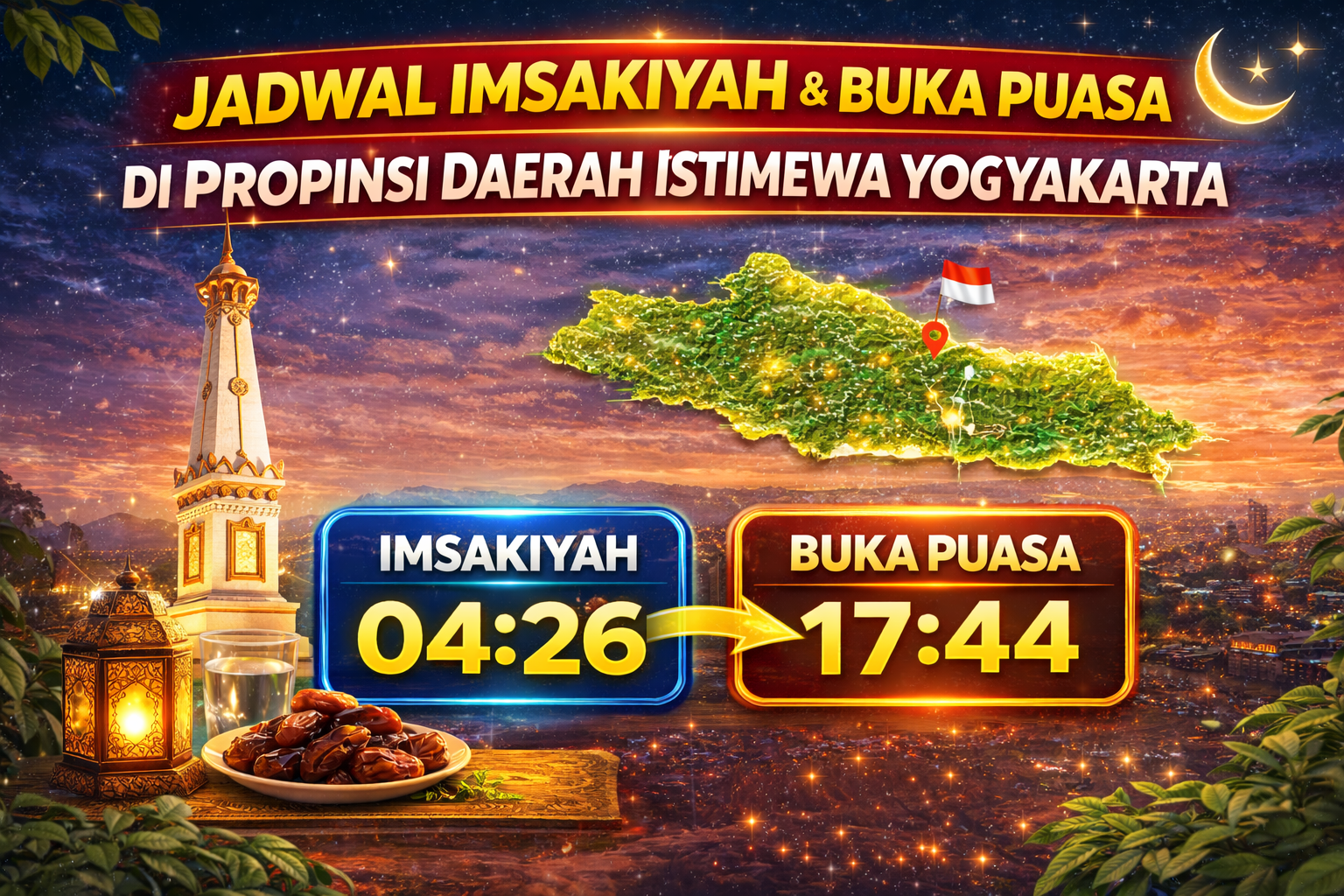 Jadwal Imsakiyah & Buka Puasa di Propinsi Daerah Istimewa Yogyakarta