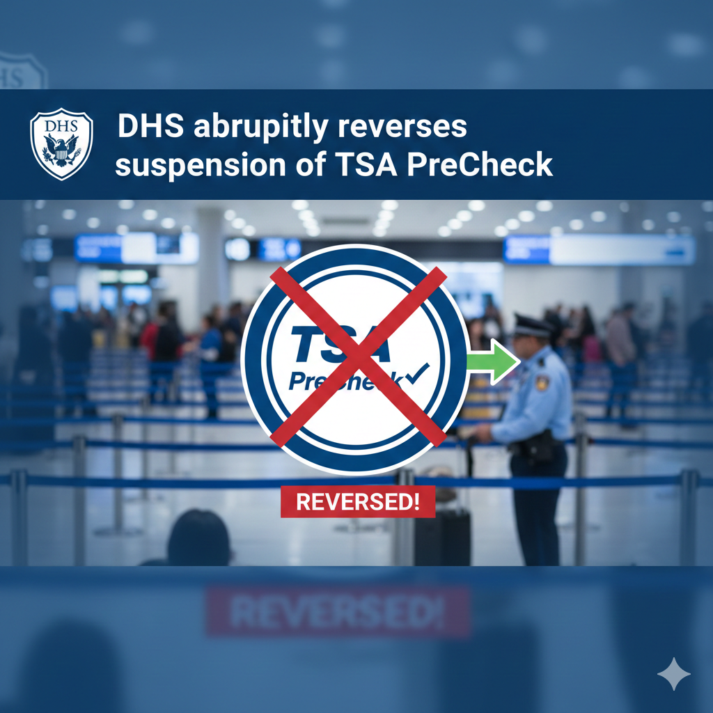DHS abruptly reverses suspension of TSA PreCheck