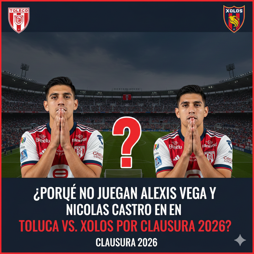 ¿Por qué no juegan Alexis Vega y Nicolás Castro en Toluca vs. Xolos por el Clausura 2026?