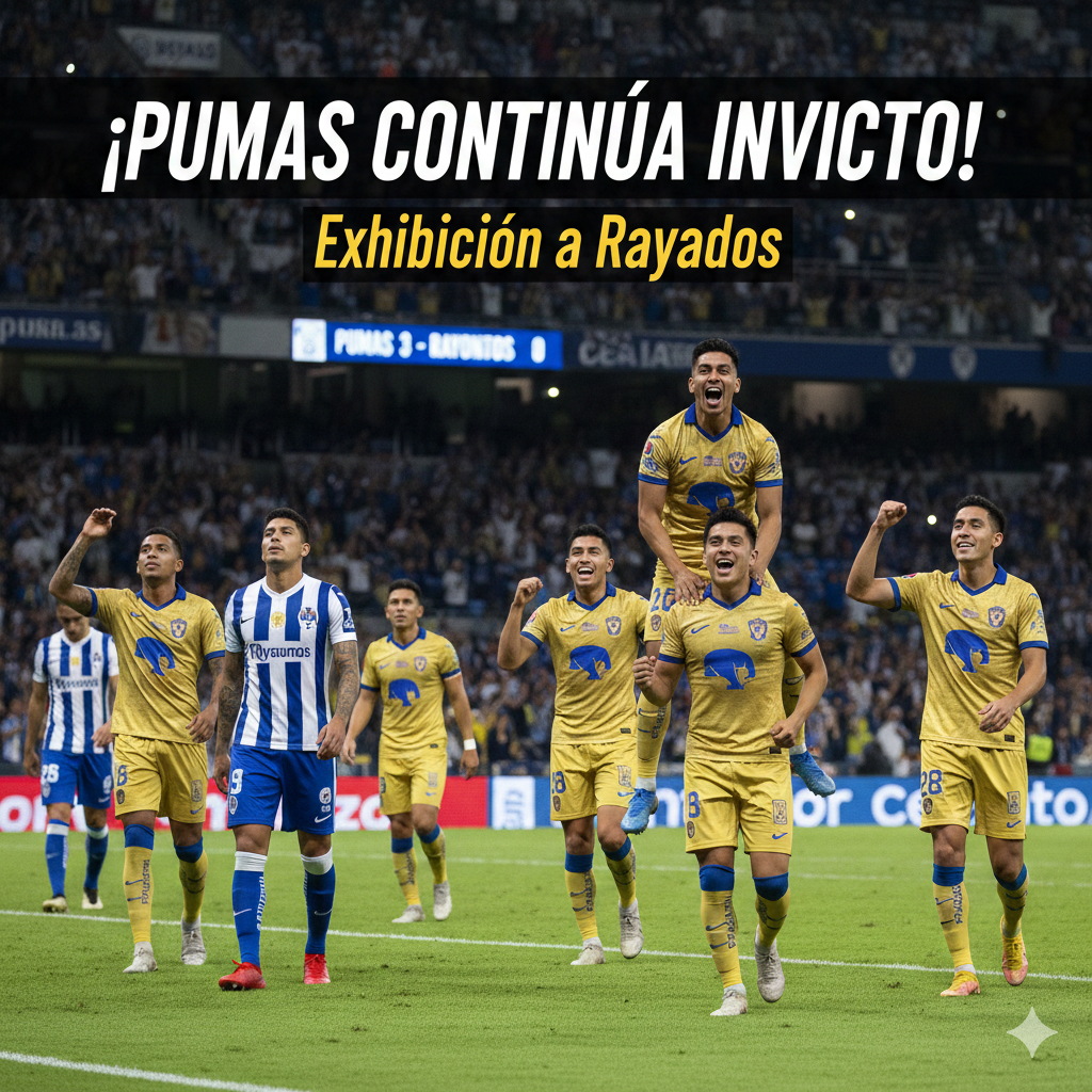 Pumas continúa invicto tras exhibición a Rayados