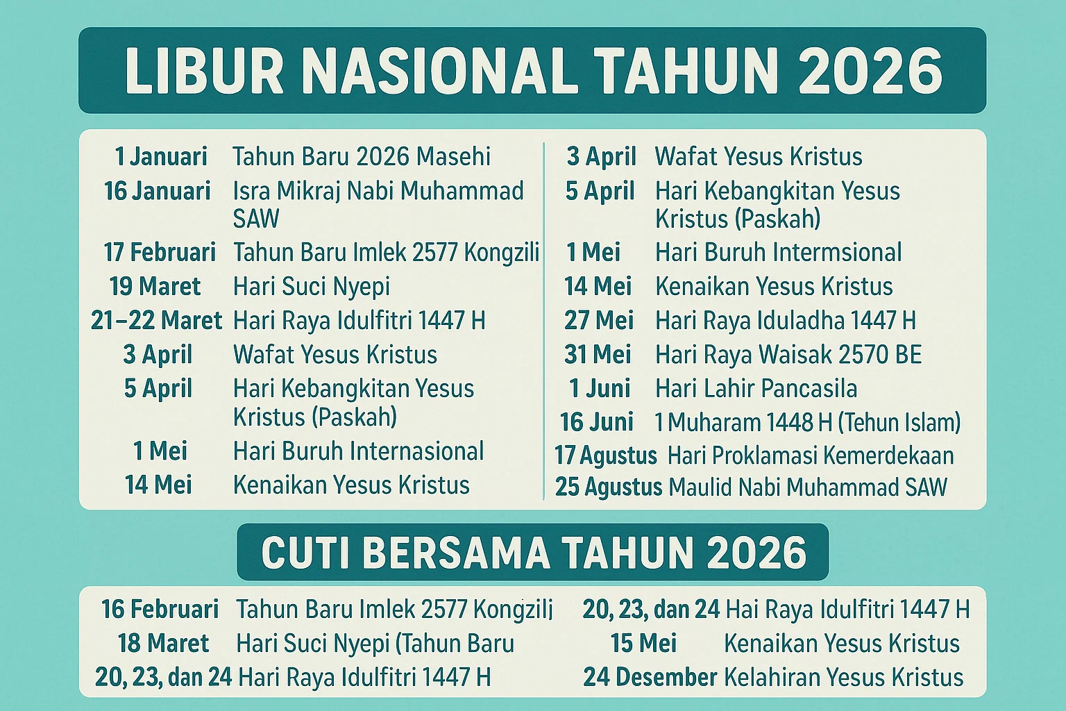 Jadwal Lengkap WFA ASN Sebelum & Sesudah Lebaran 2026: Libur Panjang, Nyepi, dan Cuti Bersama