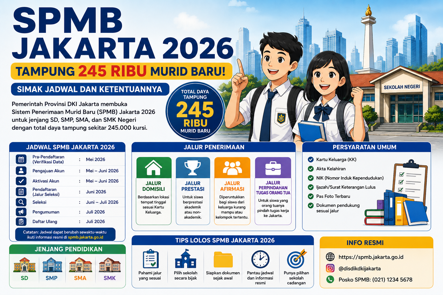SPMB Jakarta 2026 Tampung 245 Ribu Murid Baru, Simak Jadwal dan Ketentuannya