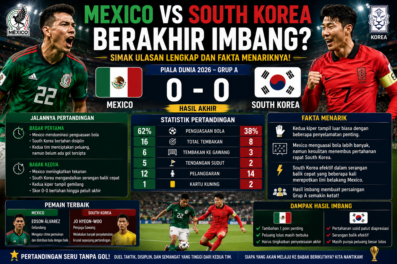 Mexico vs South Korea Berakhir Imbang? Simak Ulasan Lengkap dan Fakta Menariknya