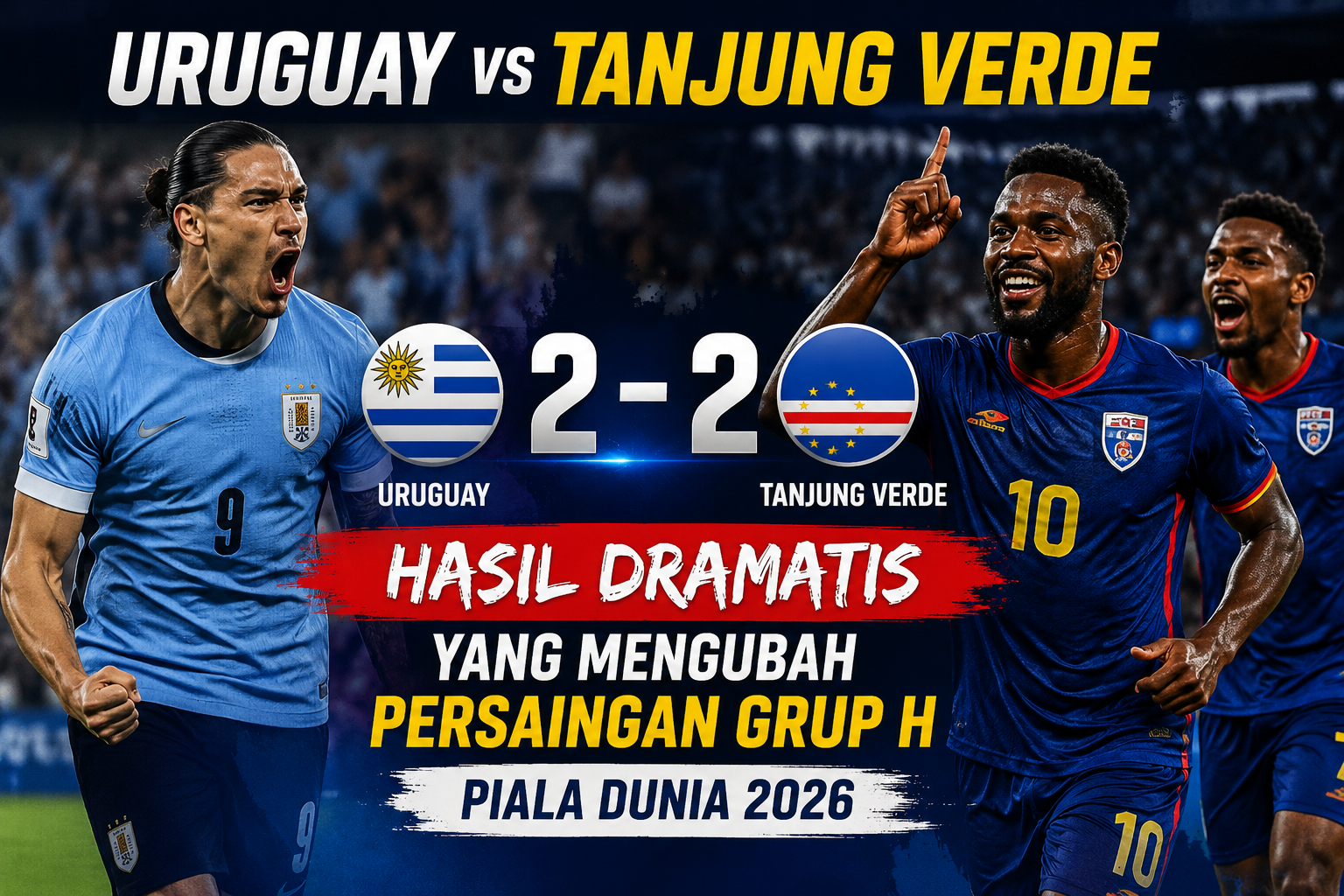 Uruguay vs Tanjung Verde 2-2: Hasil Dramatis yang Mengubah Persaingan Grup H Piala Dunia 2026