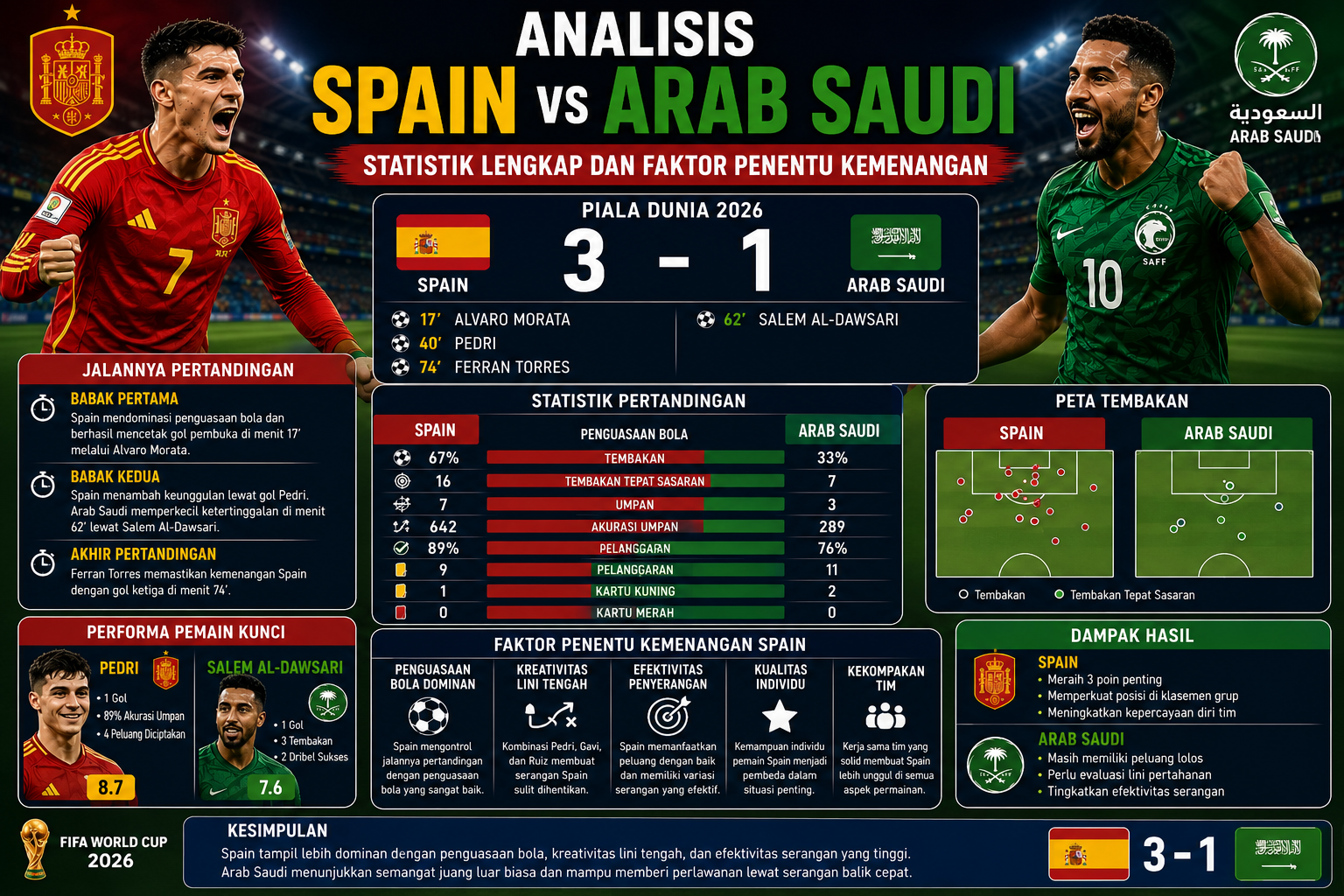 Analisis Spain vs Arab Saudi: Statistik Lengkap dan Faktor Penentu Kemenangan