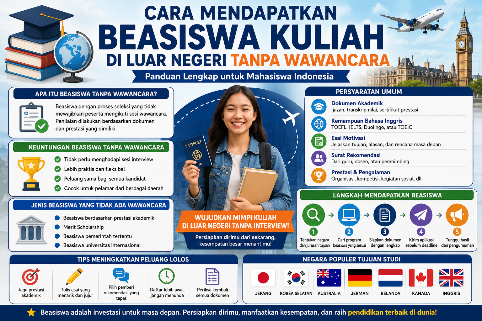 Cara Mendapatkan Beasiswa Kuliah di Luar Negeri Tanpa Wawancara: Panduan Lengkap untuk Mahasiswa Indonesia
