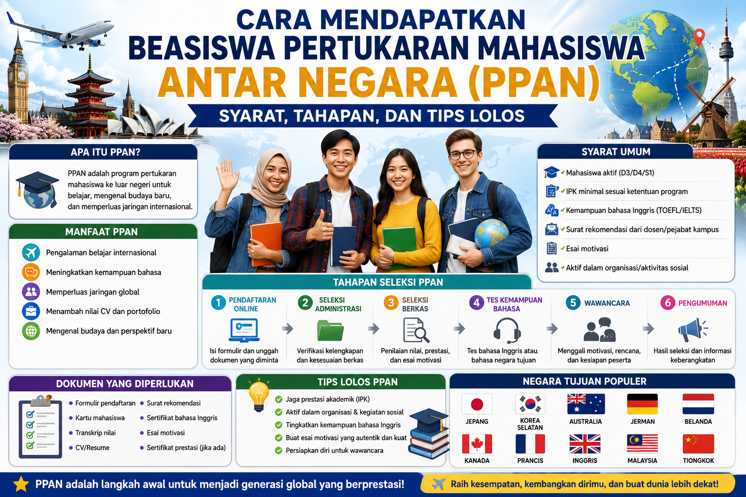 Cara Mendapatkan Beasiswa Pertukaran Mahasiswa Antar Negara (PPAN): Syarat, Tahapan, dan Tips Lolos