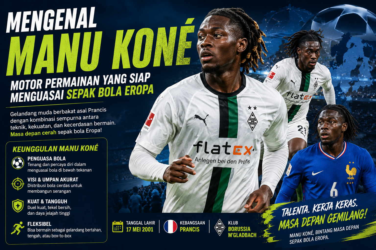 Mengenal Manu Koné, Motor Permainan yang Siap Menguasai Sepak Bola Eropa