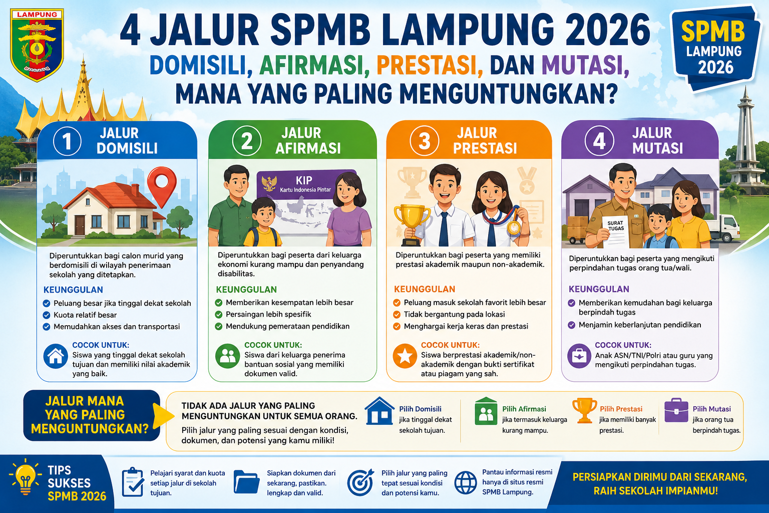 4 Jalur SPMB Lampung 2026: Domisili, Afirmasi, Prestasi, dan Mutasi, Mana yang Paling Menguntungkan?