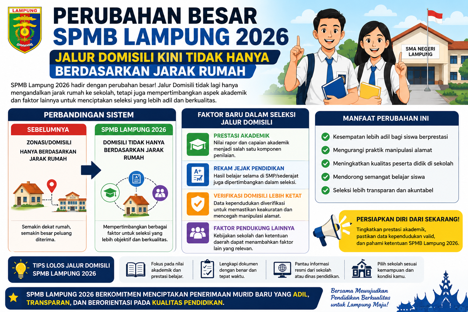 Perubahan Besar SPMB Lampung 2026: Jalur Domisili Kini Tidak Hanya Berdasarkan Jarak Rumah