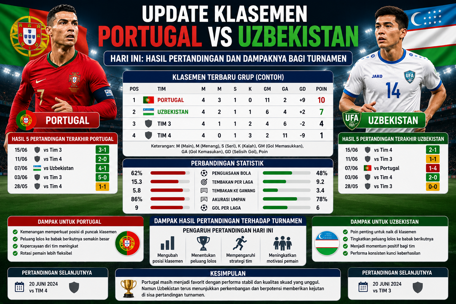 Update Klasemen Portugal vs Uzbekistan Hari Ini: Hasil Pertandingan dan Dampaknya bagi Turnamen
