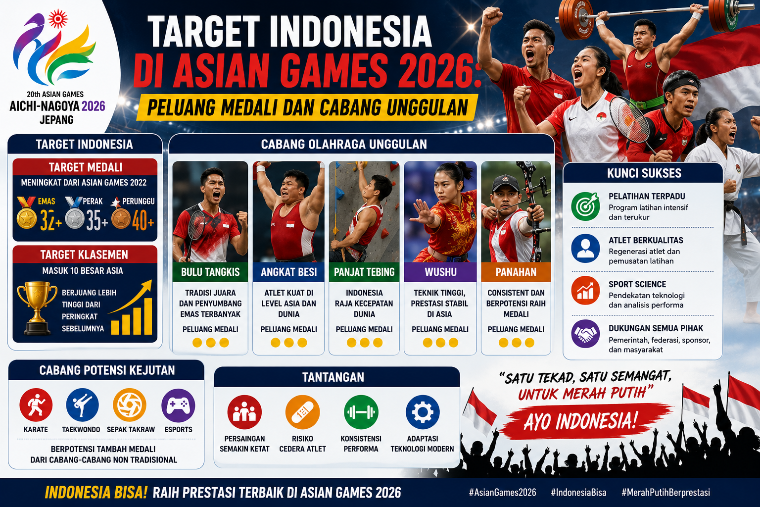 Target Indonesia di Asian Games 2026: Peluang Medali dan Cabang Unggulan