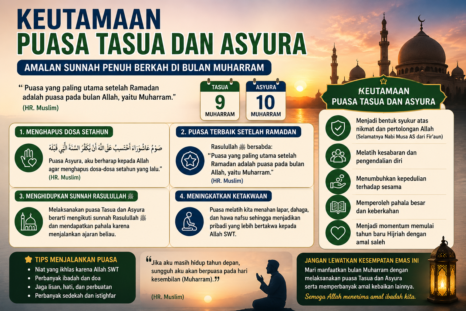 Keutamaan Puasa Tasua dan Asyura yang Jarang Diketahui Umat Muslim