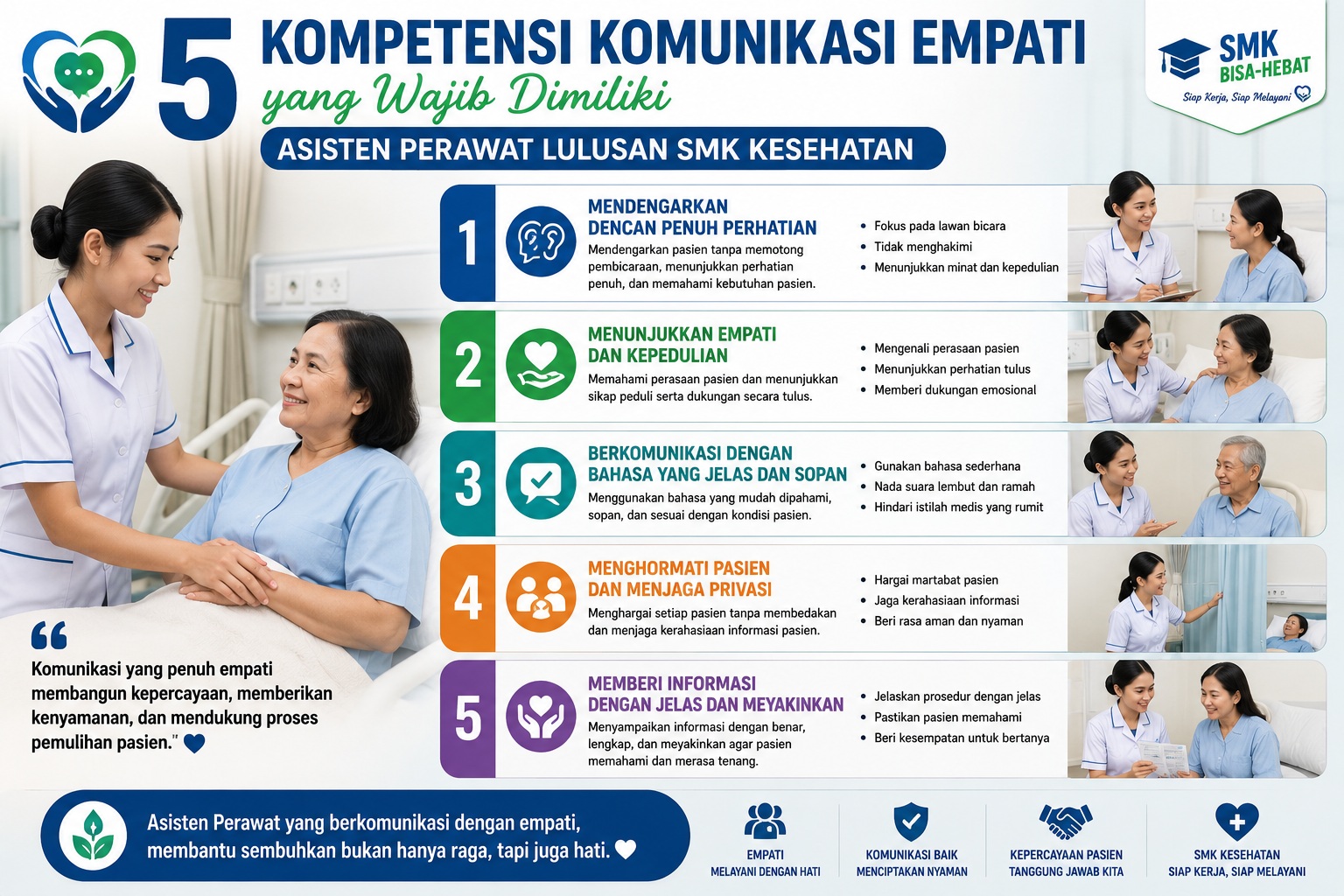 5 Kompetensi Komunikasi Empati yang Wajib Dimiliki Asisten Perawat Lulusan SMK Kesehatan