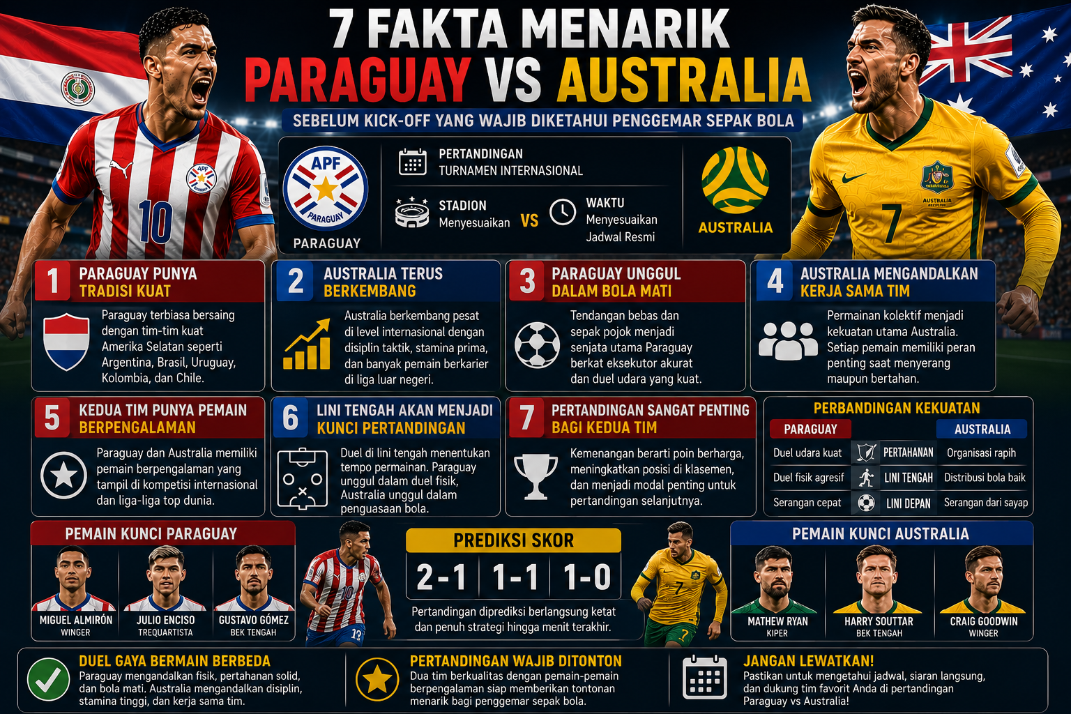 7 Fakta Menarik Paraguay vs Australia Sebelum Kick-off yang Wajib Diketahui Penggemar Sepak Bola