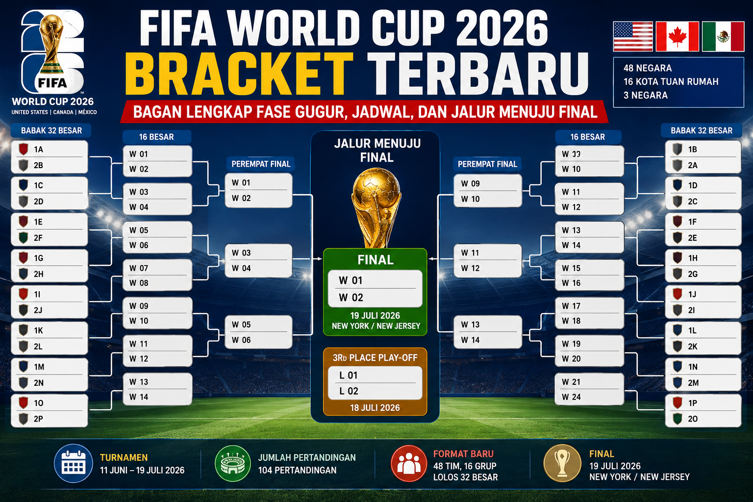 FIFA World Cup 2026 Bracket Terbaru: Bagan Lengkap Fase Gugur, Jadwal, dan Jalur Menuju Final
