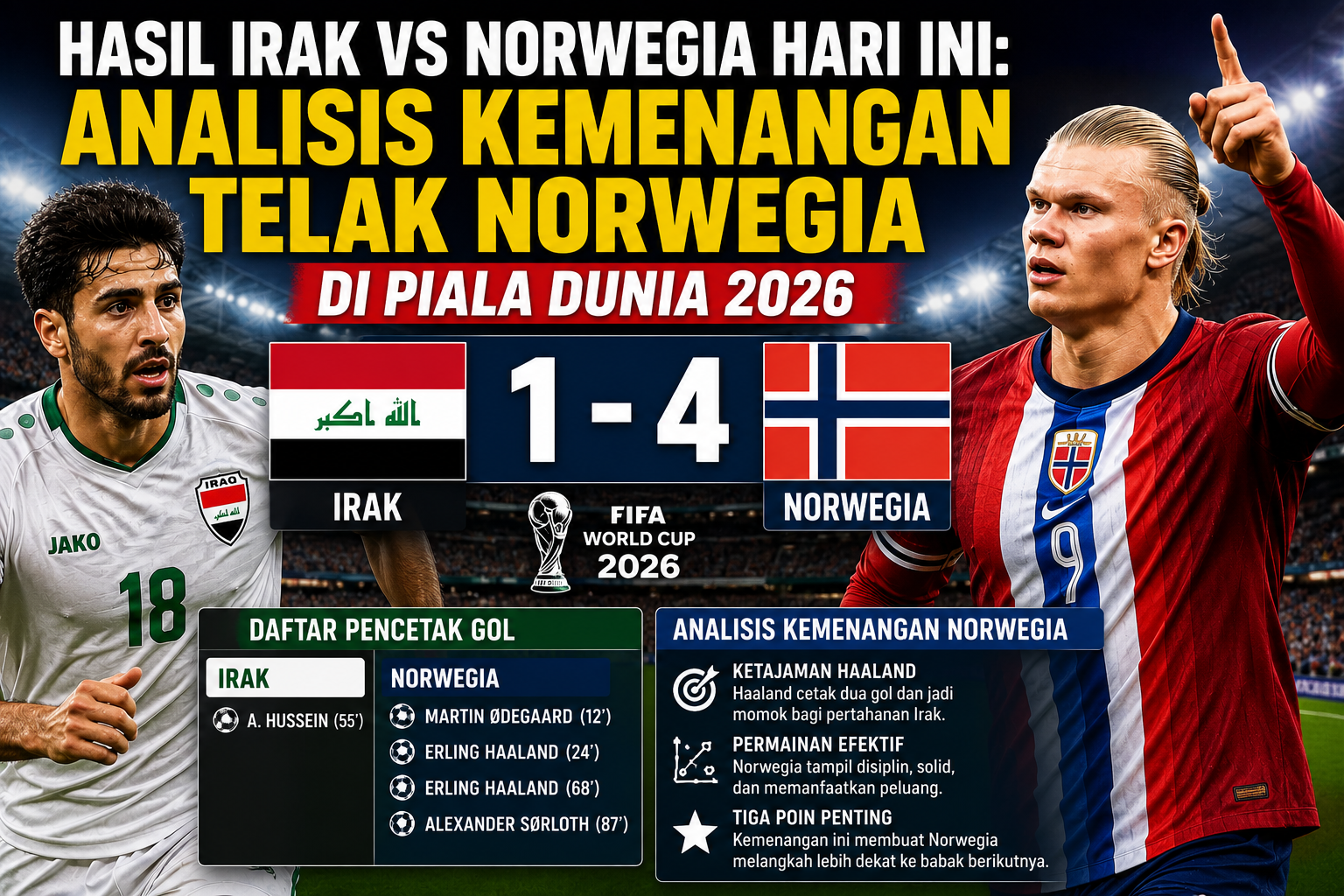 Hasil Irak vs Norwegia Hari Ini: Analisis Kemenangan Telak Norwegia di Piala Dunia 2026