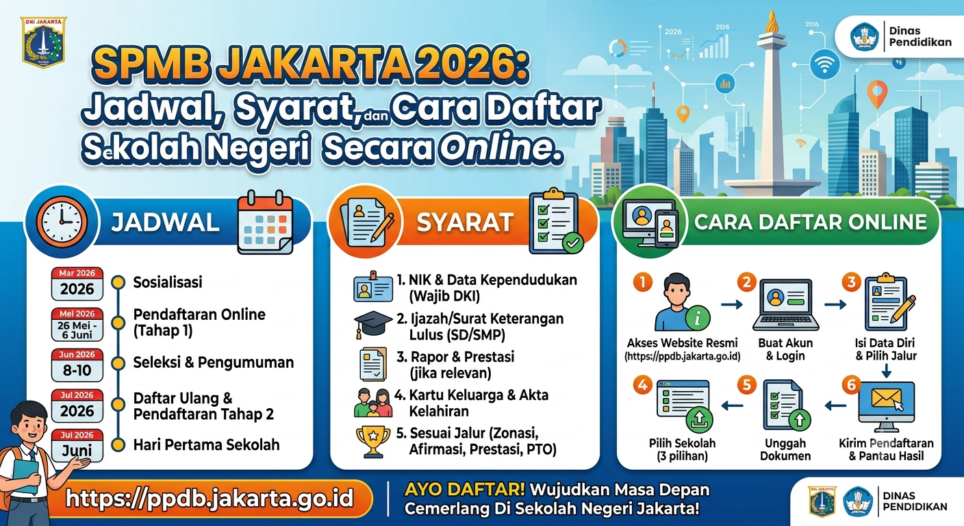 SPMB Jakarta 2026: Jadwal, Syarat, dan Cara Daftar Sekolah Negeri Secara Online