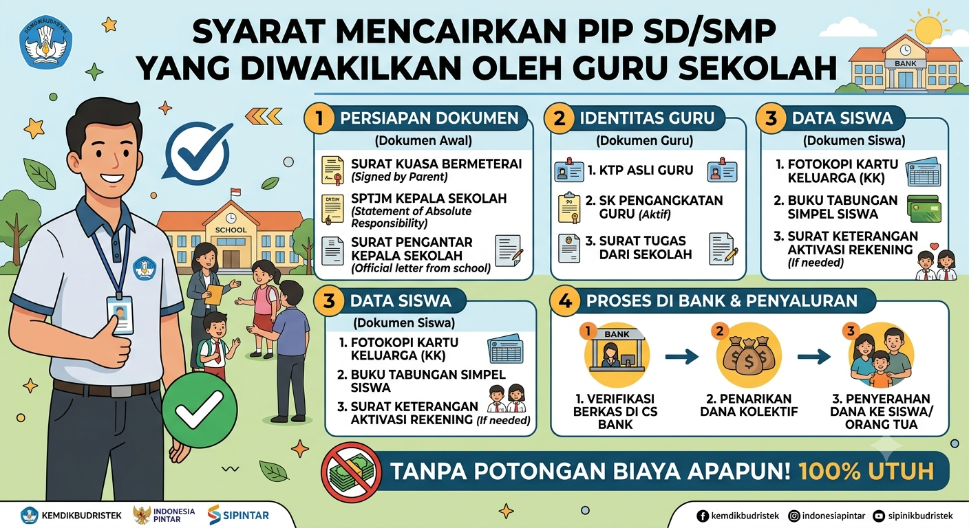 Syarat Mencairkan PIP SD/SMP yang Diwakilkan oleh Guru Sekolah