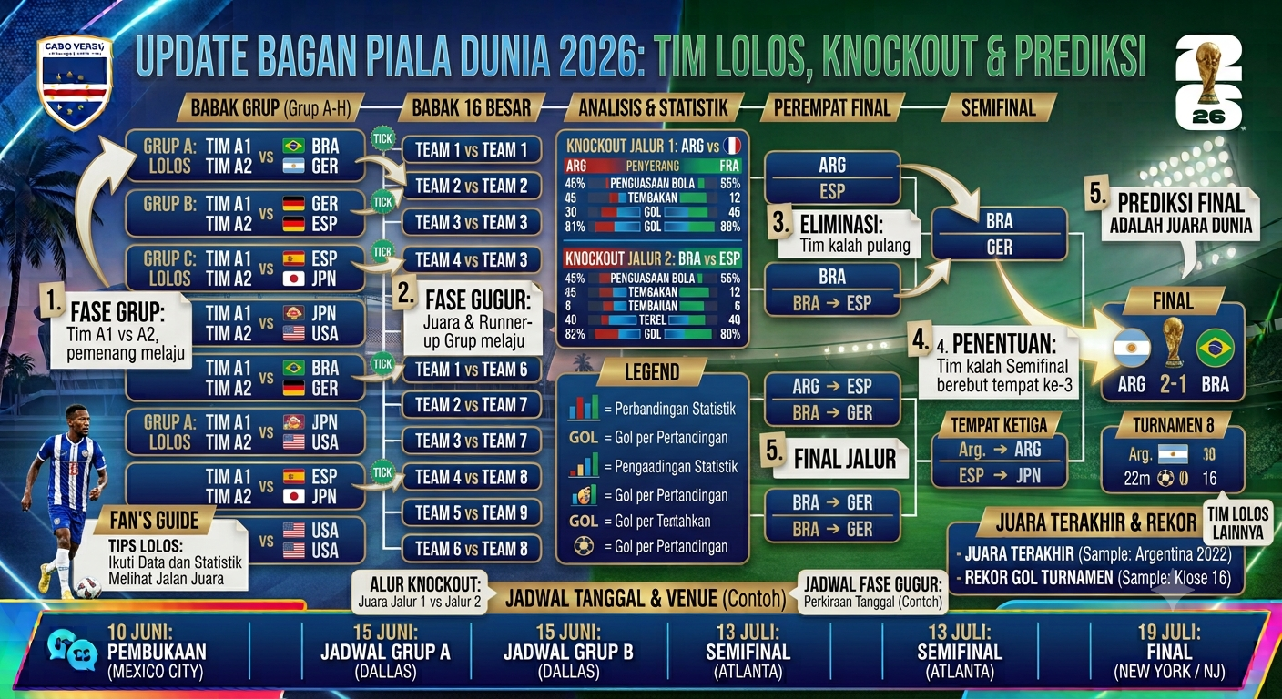 Update Bagan Piala Dunia 2026: Tim Lolos, Jalur Knockout, dan Prediksi Final