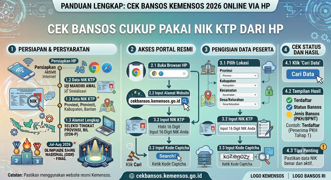 Cara Cek Bansos Kemensos 2026 Secara Online Lewat HP, Cukup Pakai NIK KTP