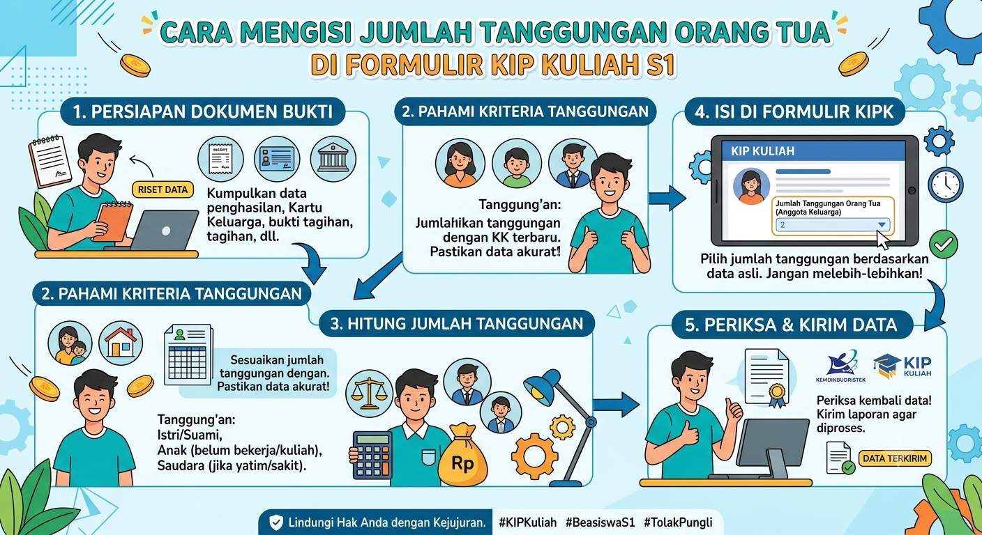 Cara Mengisi Jumlah Tanggungan Orang Tua di Formulir KIP Kuliah S1