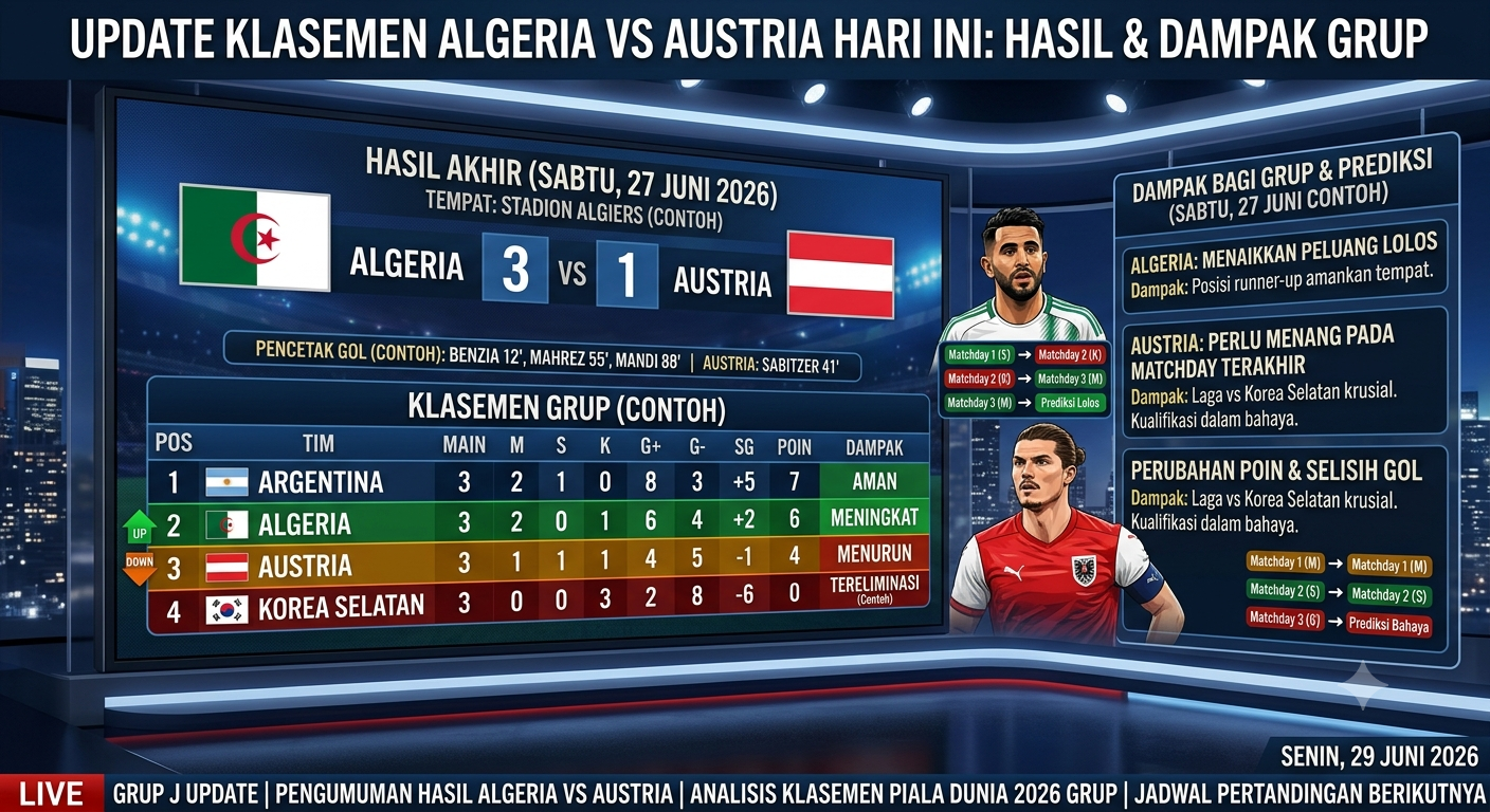 Update Klasemen Aljazair vs Austria Hari Ini: Hasil Pertandingan dan Dampaknya bagi Persaingan Grup