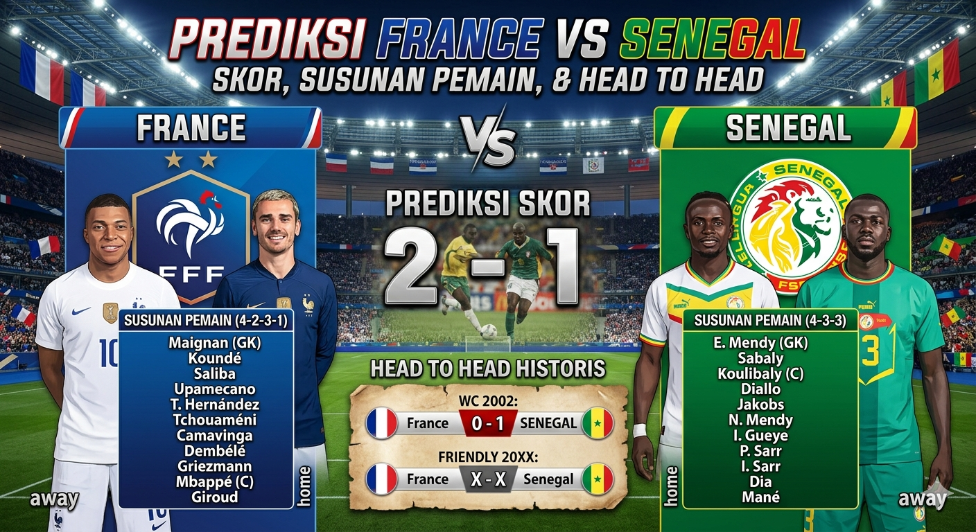 Prediksi France vs Senegal: Skor, Susunan Pemain, dan Head to Head