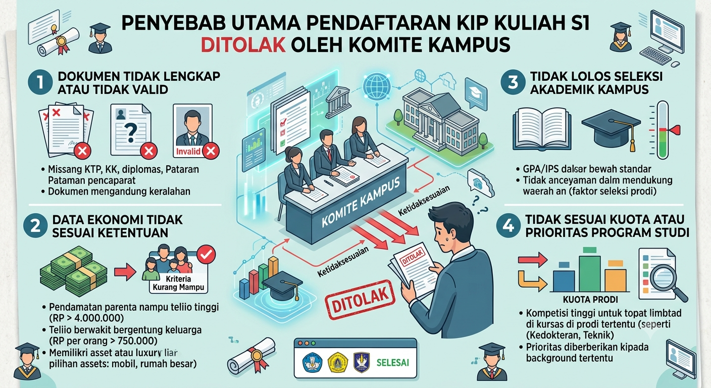 Penyebab Utama Pendaftaran KIP Kuliah S1 Ditolak Oleh Komite Kampus