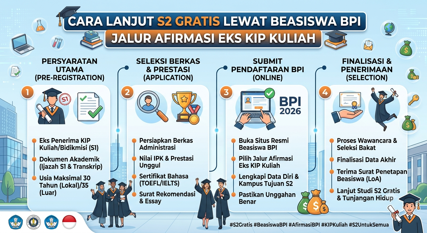 Cara Lanjut S2 Gratis Lewat Beasiswa BPI Jalur Afirmasi Eks KIP Kuliah