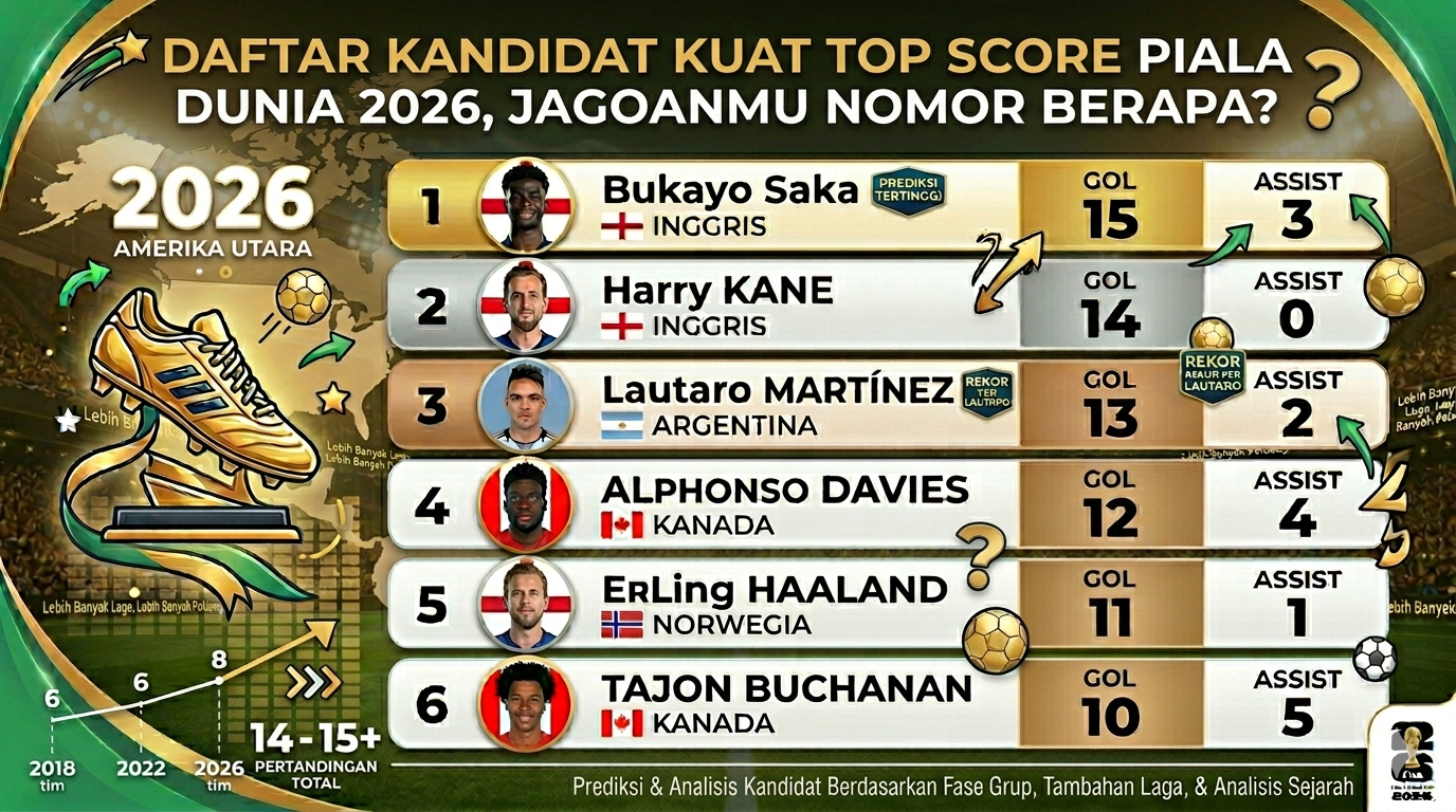 Daftar Kandidat Kuat Top Score Piala Dunia 2026, Jagoanmu Nomor Berapa?