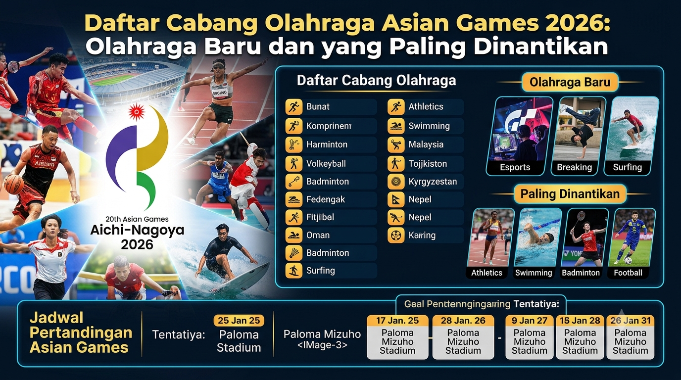 Daftar Cabang Olahraga Asian Games 2026: Olahraga Baru dan yang Paling Dinantikan
