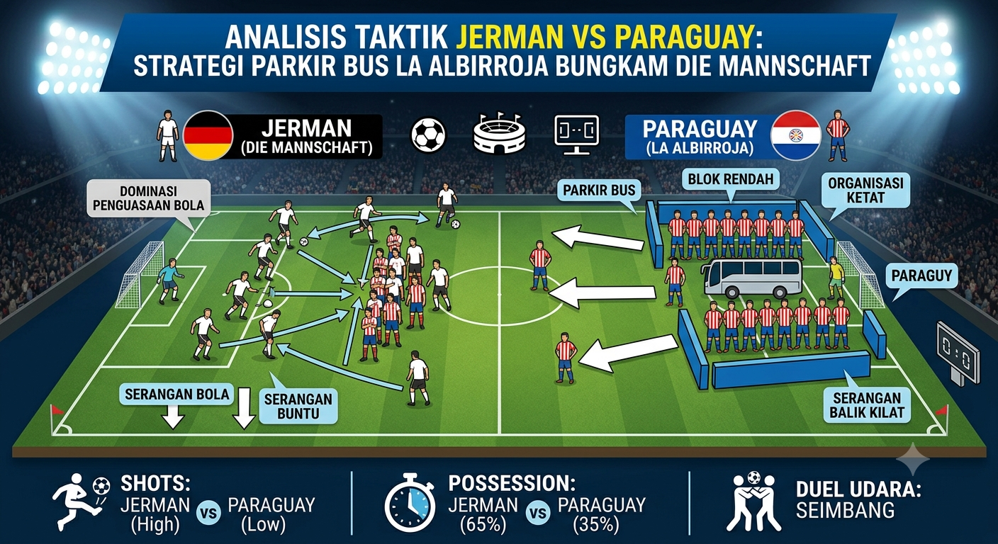 Analisis Taktik Jerman vs Paraguay: Strategi Parkir Bus La Albirroja Bungkam Die Mannschaft