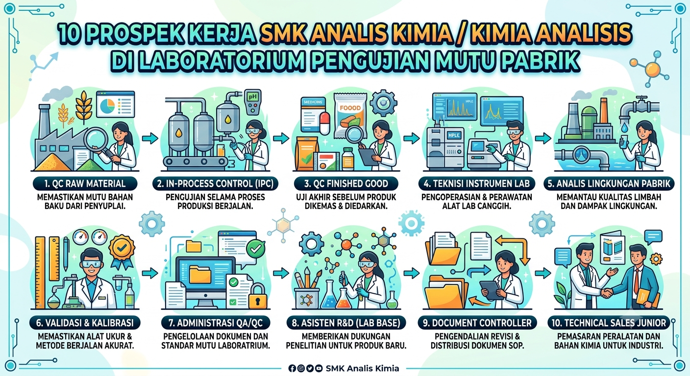 10 Prospek Kerja SMK Analis Kimia / Kimia Analisis di Laboratorium Pengujian Mutu Pabrik