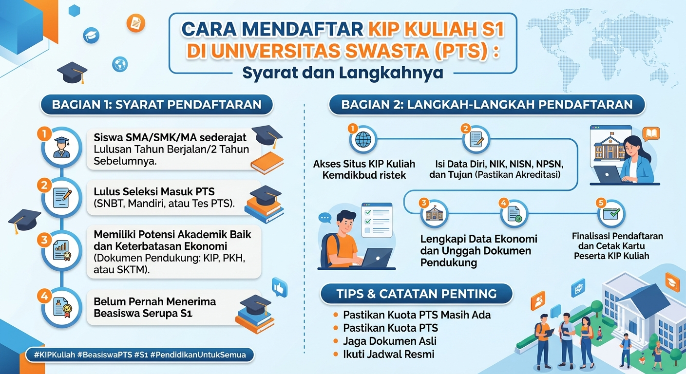Cara Mendaftar KIP Kuliah S1 di Universitas Swasta (PTS): Syarat dan Langkahnya