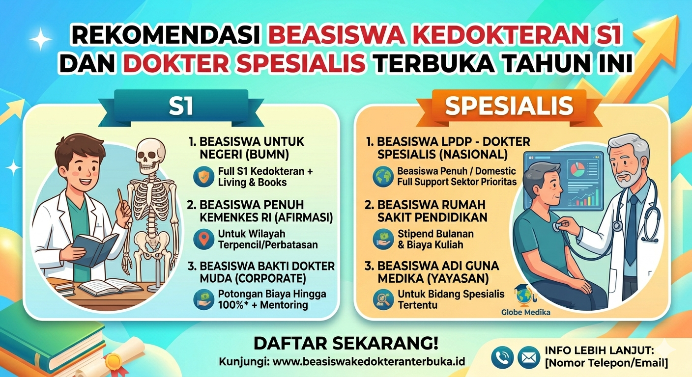 Rekomendasi Beasiswa Kedokteran S1 dan Dokter Spesialis Terbuka Tahun Ini