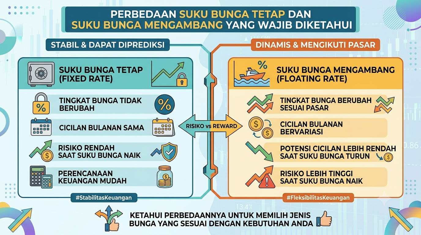 Perbedaan Suku Bunga Tetap dan Suku Bunga Mengambang yang Wajib Diketahui