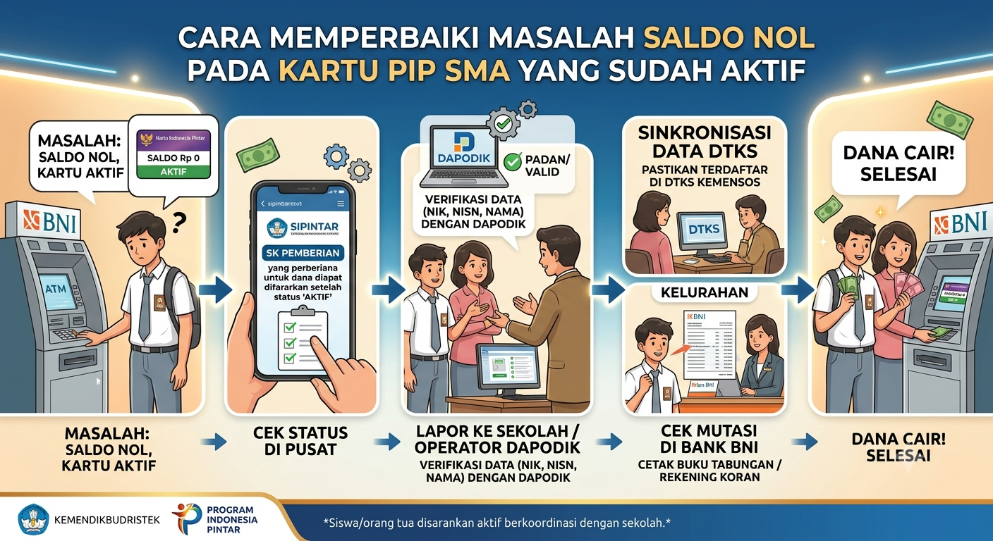 Cara Memperbaiki Masalah Saldo Nol pada Kartu PIP SMA yang Sudah Aktif