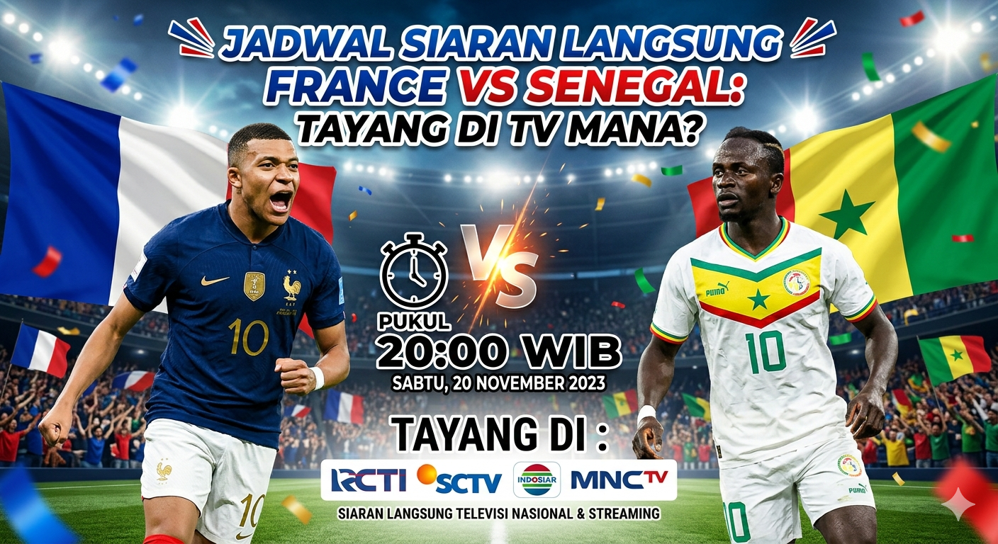 Jadwal Siaran Langsung France vs Senegal: Tayang di TV Mana?