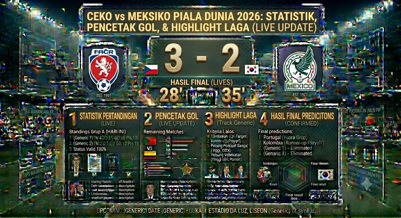 Ceko vs Meksiko Piala Dunia 2026: Statistik Pertandingan, Pencetak Gol, dan Highlight Laga