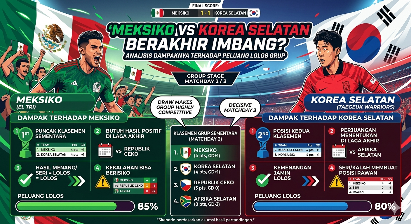 Meksiko vs Korea Selatan Berakhir Imbang? Analisis Dampaknya terhadap Peluang Lolos Grup