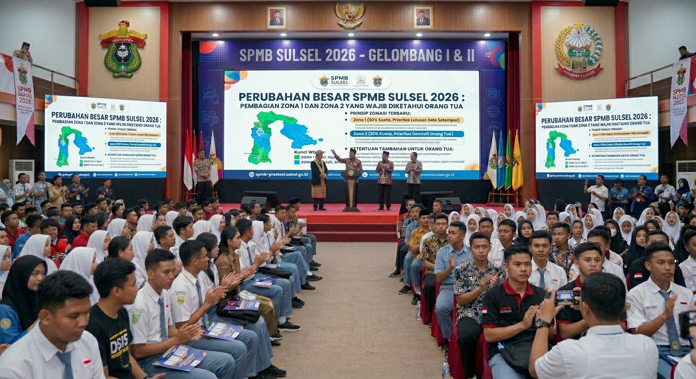 Perubahan Besar SPMB Sulsel 2026: Pembagian Zona 1 dan Zona 2 yang Wajib Diketahui Orang Tua