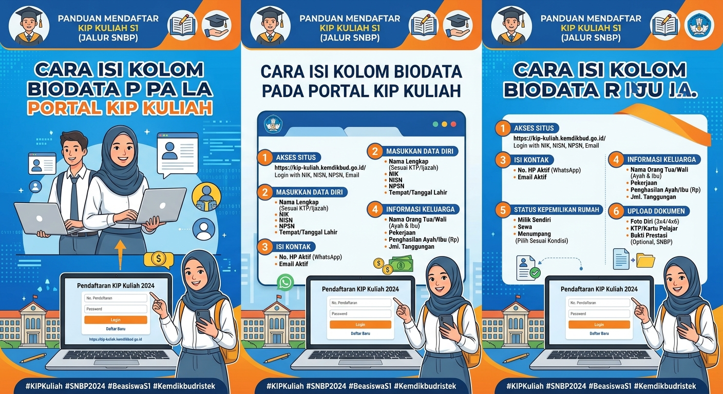 Cara Daftar KIP Kuliah S1 Jalur SNBP: Panduan Mengisi Kolom Biodata