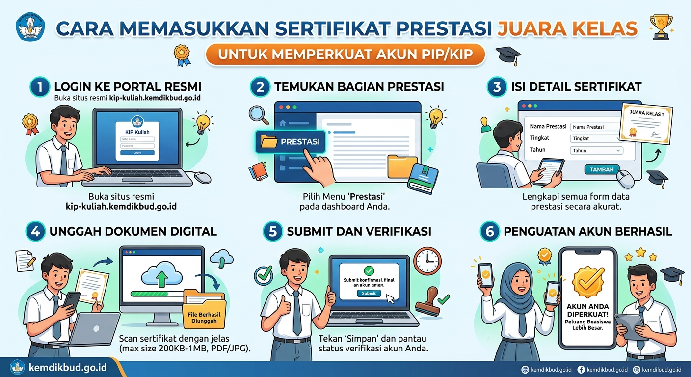Cara Memasukkan Sertifikat Prestasi Juara Kelas untuk Memperkuat Akun PIP/KIP