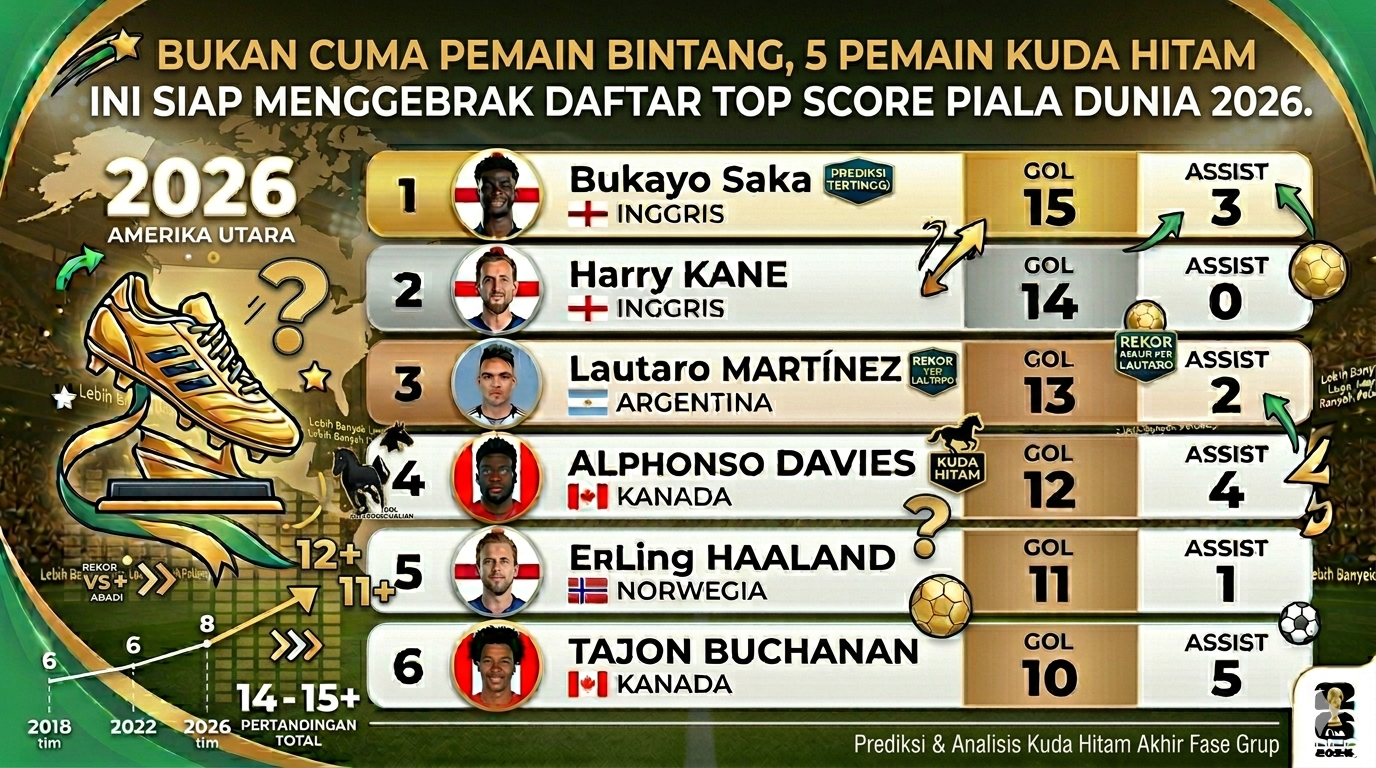Bukan Cuma Pemain Bintang, 5 Pemain Kuda Hitam Ini Siap Menggebrak Daftar Top Score Piala Dunia 2026