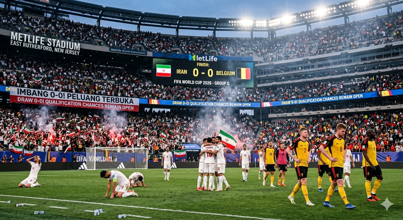 Iran Tahan Imbang Belgia 0-0, Peluang Lolos Grup G Piala Dunia 2026 Masih Terbuka