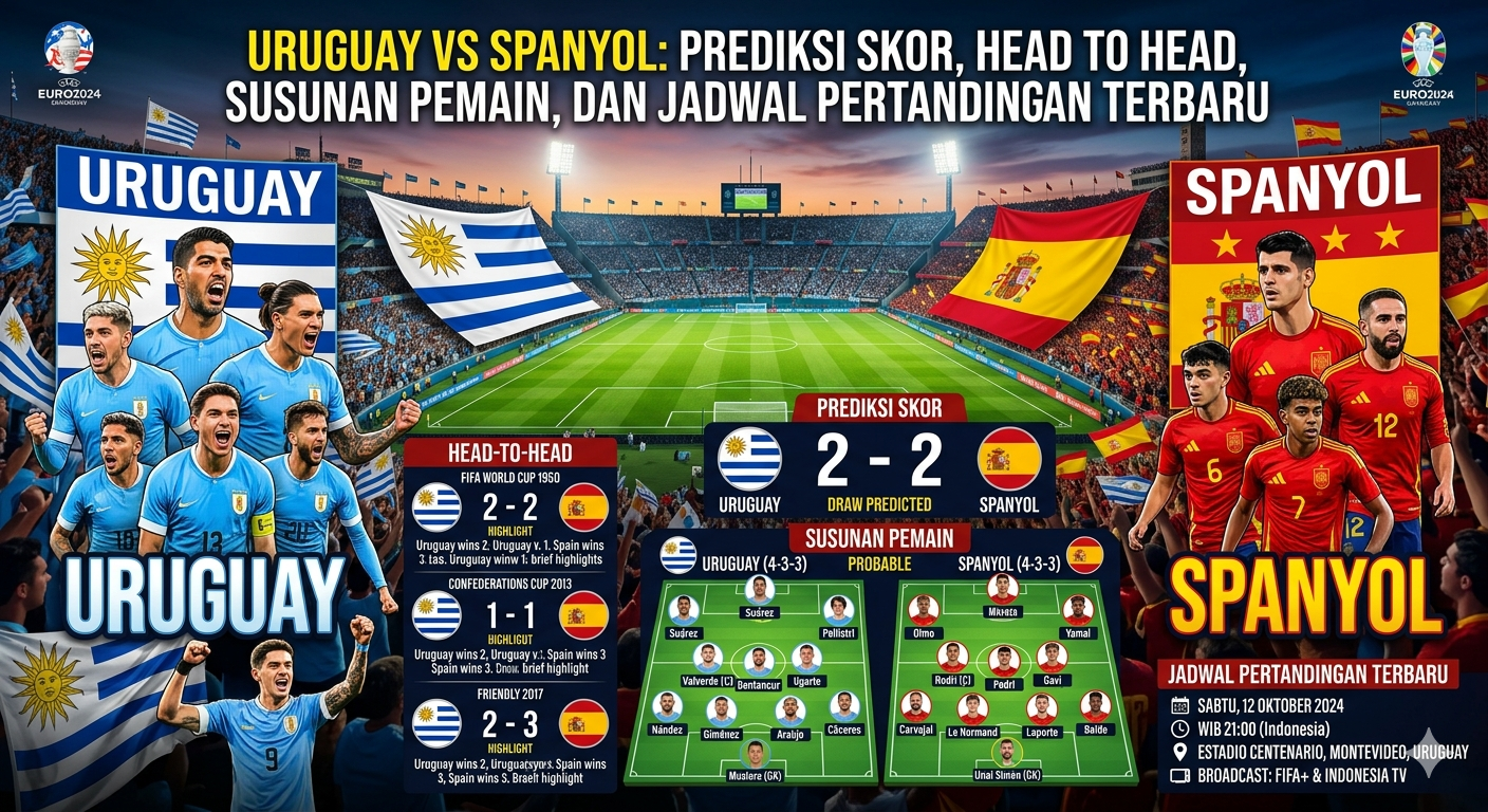 Uruguay vs Spanyol: Prediksi Skor, Head to Head, Susunan Pemain, dan Jadwal Pertandingan Terbaru
