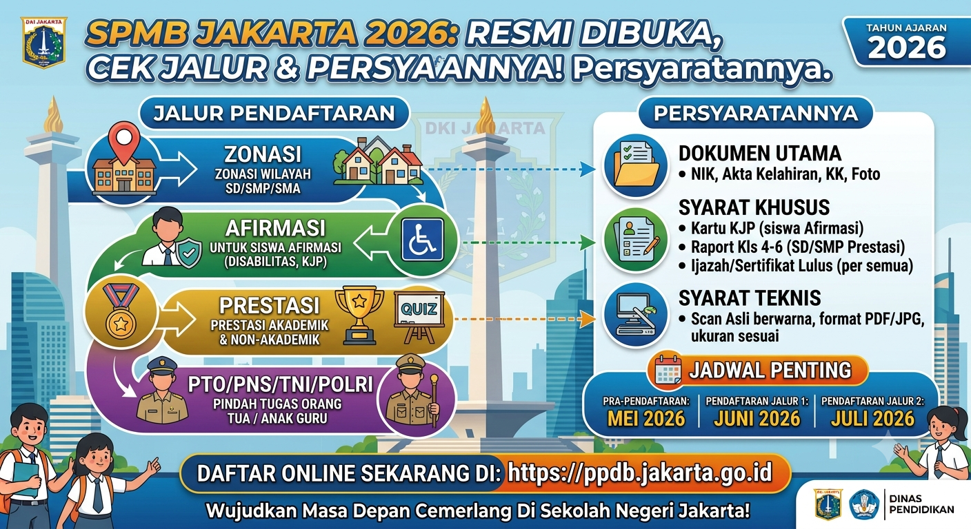 SPMB Jakarta 2026 Resmi Dibuka, Cek Jalur Pendaftaran dan Persyaratannya